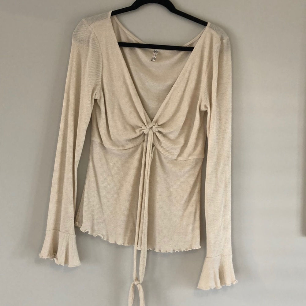 Free People Gold Thin Thermal Shirt